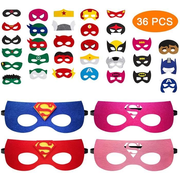 36 PCS Masques de Super-héros, Masques pour Enfants,Masque de