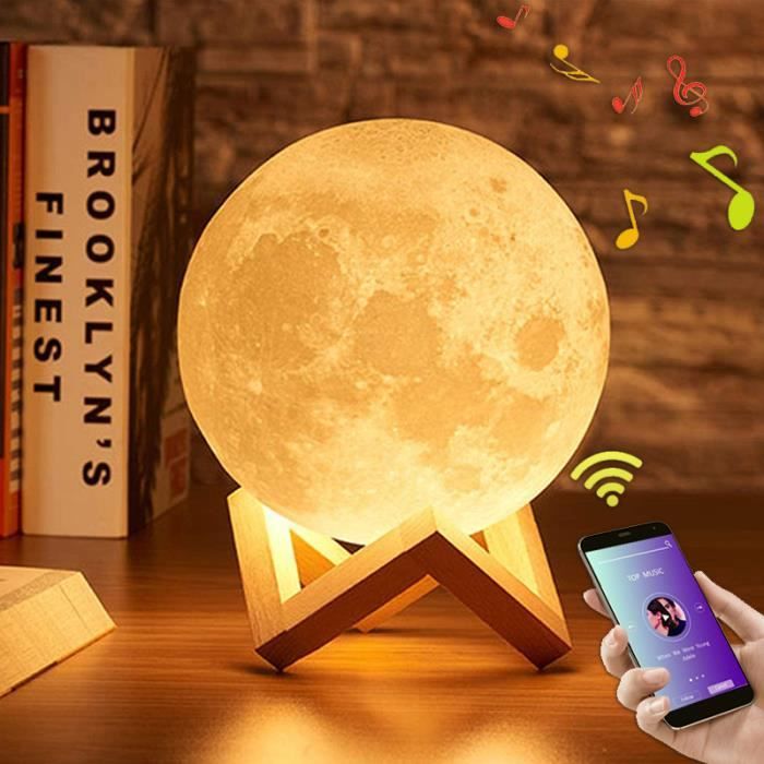 Lampe Lune Avec Haut Parleur Bluetooth 15cm 16 Couleurs 3d Lampe Led De Lune Veilleuse Bebe Lune Charge Usb Lumiere Cdiscount Maison