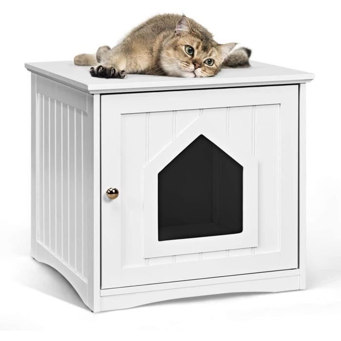 Maison De Toilette Pour Chat Enceinte En Mdf Meuble Cache Litiere Chat Avec Portes E Trous D Aeration Table D Appoint De Sal A101 Cdiscount