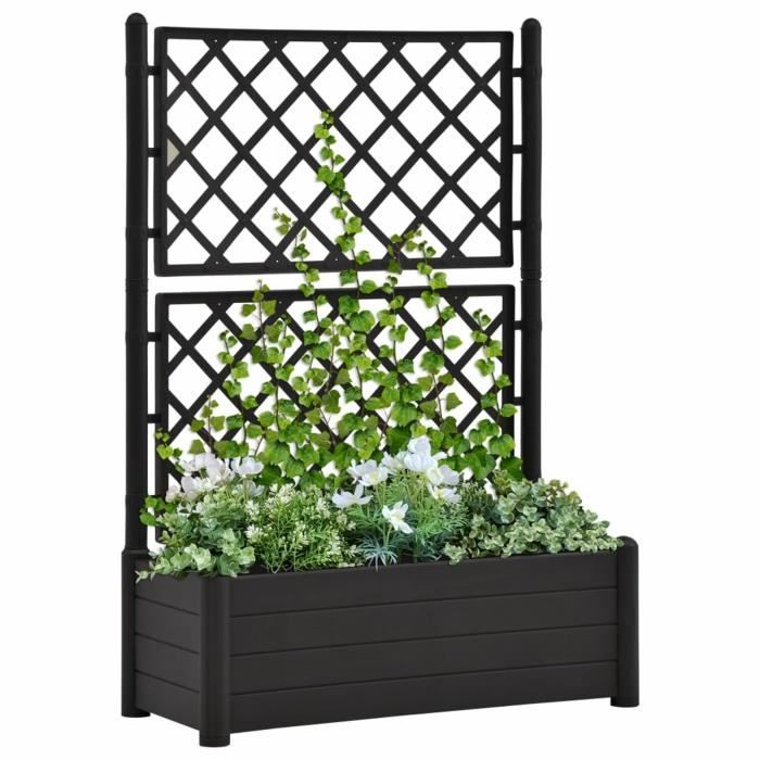 Jardinière avec treillis - Andoer - 100x43x142 cm - Polypropylène - Anthracite - 90 L