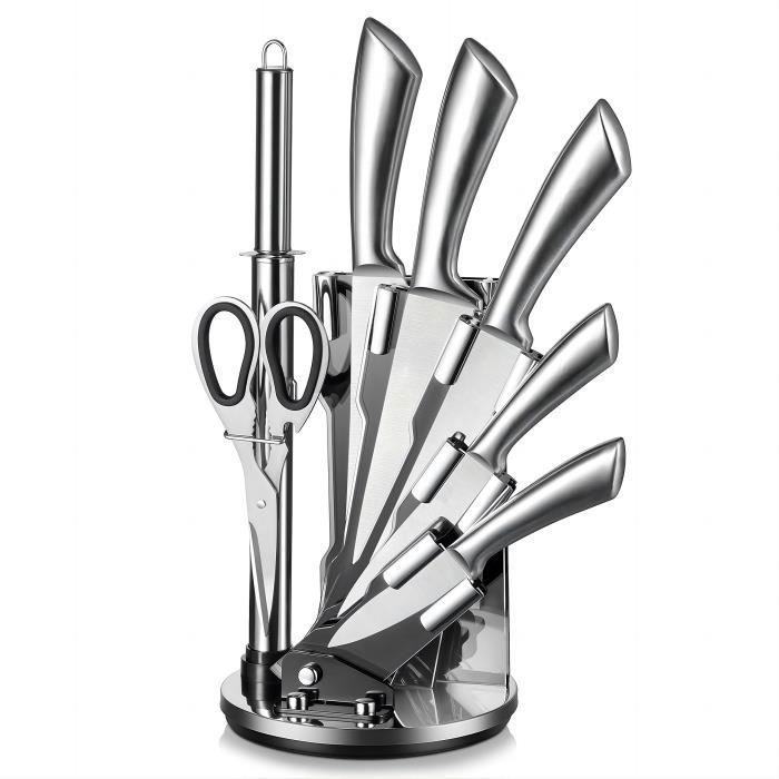 Lot de 5 couteaux OKA INOX – manches en métal argenté