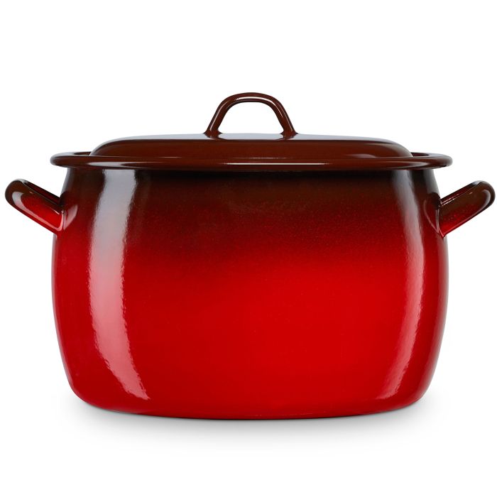 Faitout à Induction 30cm Marmite 15L avec Couvercle Acier Émaillé Tous Feux Briebe Ignea Rouge