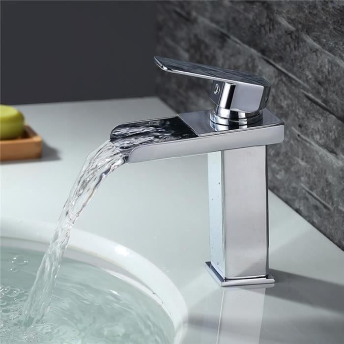 Salle de Bain Cascade Mitigeur de Lavabo Chromé Durable 2 * tuyaux pour L'eau Chaude et