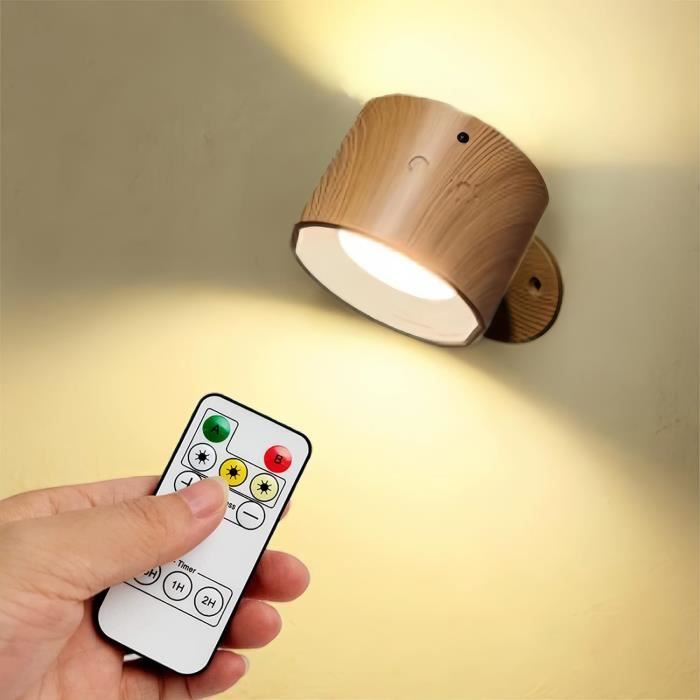Applique Murale LED Tactile Rotative 360° – 3 Luminosités & 3 Températures, Rechargeable USB-C, Lampe Chevet Chambre Salon Couloir