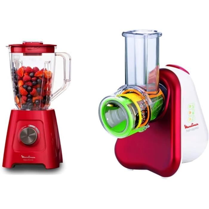 Blender Moulinex Smoothie 2L 600W Rouge – 2 Vitesses + Fonction Pulse, Portable