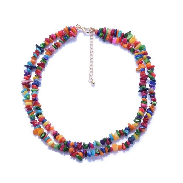 Collier Choker nacre et pierres naturelles - Perles Corner