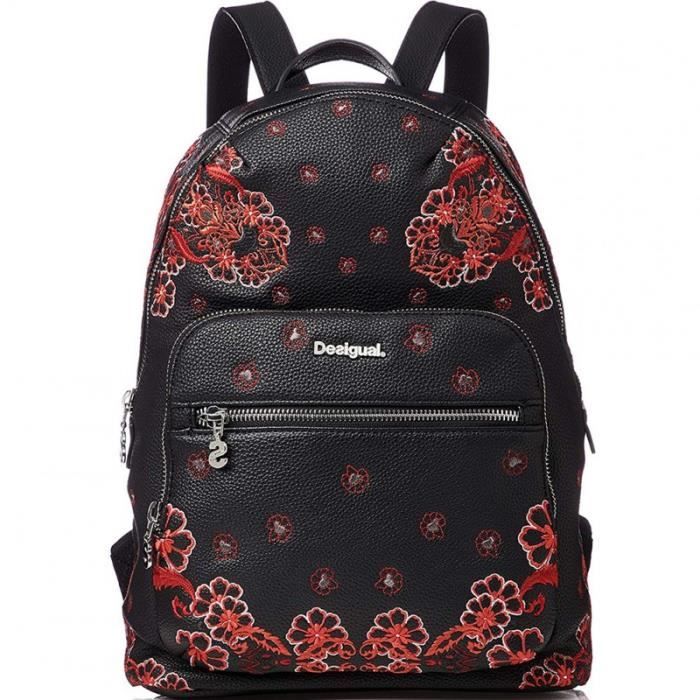 Sac à Dos Desigual Scarlet Viana Mini - Noir à Motifs Floraux - 10L - Neuf Avec étiquettes - Réf. 22SAKA02