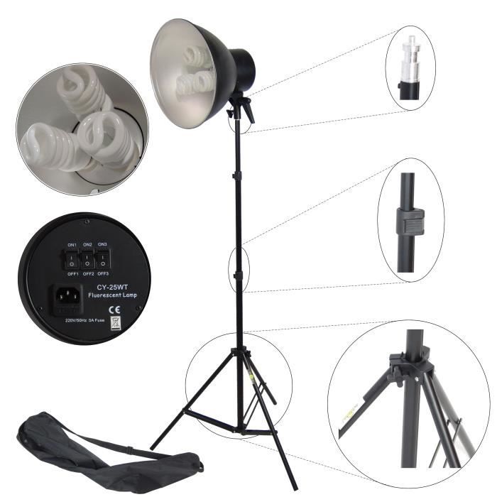 Kit Éclairage Studio Photo Vidéo DynaSun W988 - Trépied, Parapluie, Adaptateur Et Rotule