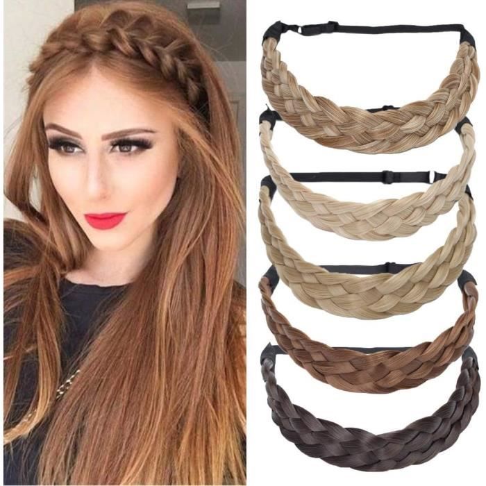 Bandeau tressé synthétique, 3,8 cm de large, bandeau tressé pour femmes