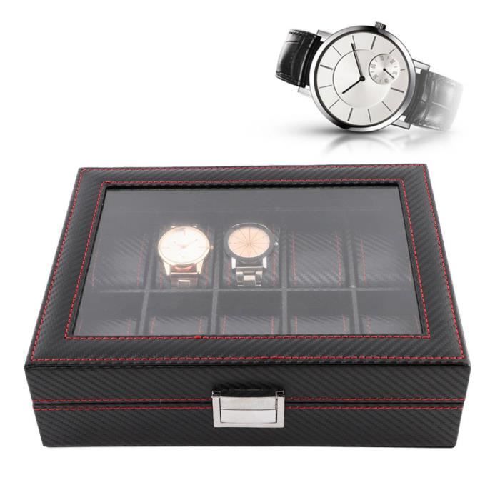 Écrin à Montres 36 Places - Boîte De Rangement Avec Charnière Métal, Noir