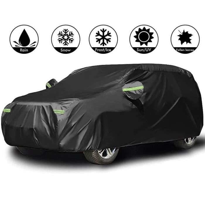 Bâche Voiture Noir 540 * 180 * 150 cm Couverture Imperméable 4X4 Anti UV Neige Poussière Housse Protection Etanche Voiture SUV