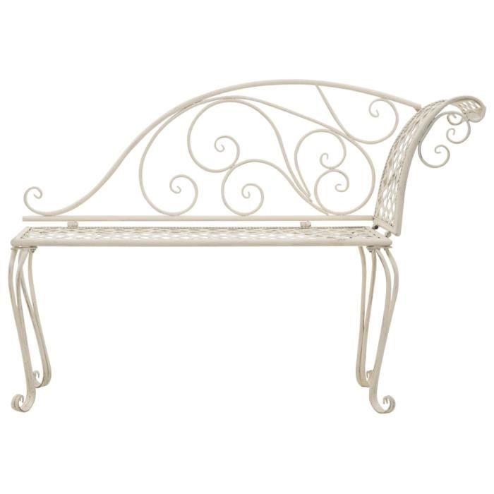 Chaise longue de jardin - FAFEICY - XF021 - Métal - Blanc antique - Détails décoratifs exquis