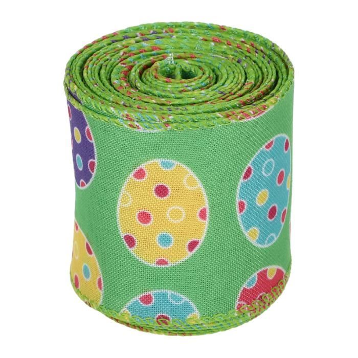 Ruban De Pâques Champagne Avec Lapins - Satin 22mm X 25m - Décoration Cadeaux Et Emballage