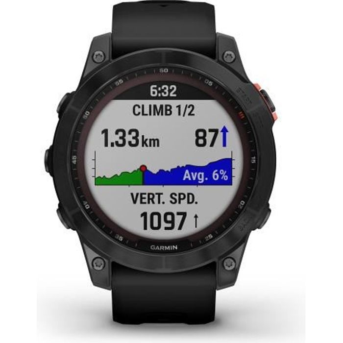 Montre GPS connectée - GARMIN - Fēnix 7 Solar - Gris avec bracelet noir -  Cdiscount Téléphonie