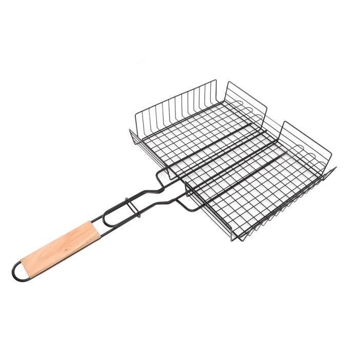 Panier à Griller Barbecue Pour Poisson Et Légumes - En Acier Inoxydable, Pliable, Dimensions 32x22.5x4 Cm - Pratique Pour Cuisson Uniforme