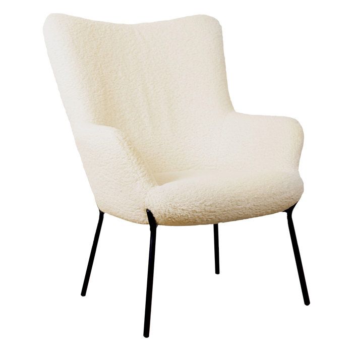 Fauteuil en tissu bouclette écru EIRA Fauteuil en tissu bouclette écru EIRA