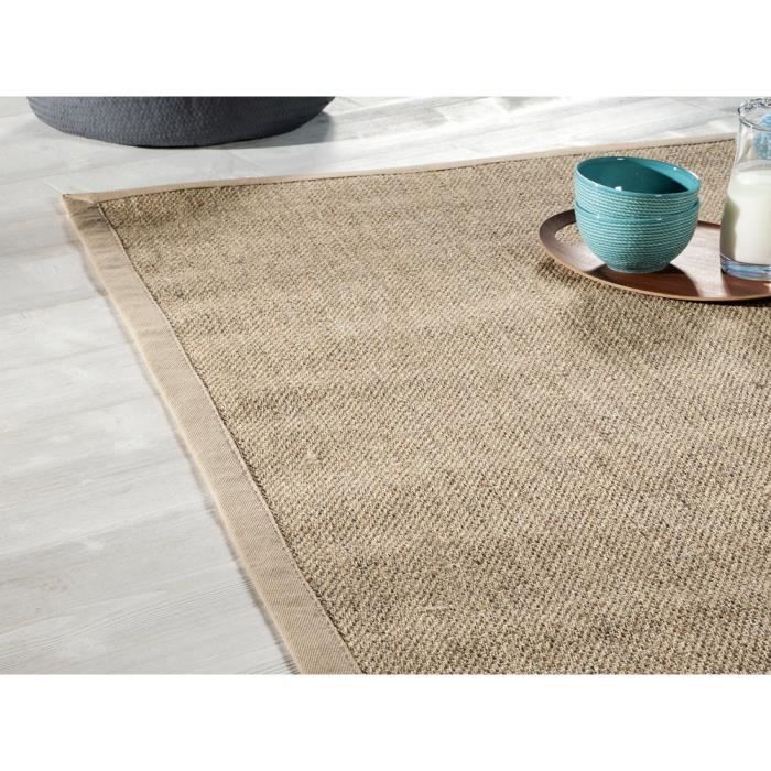 Tapis Sisal Avec Ganse En Coton Bayview Beige 200x290cm Achat Vente Tapis Cdiscount