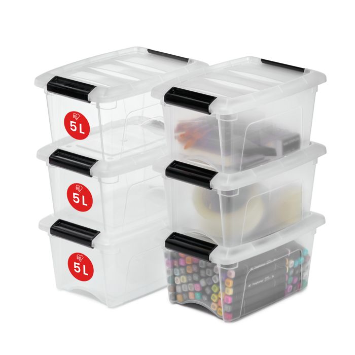 Iris Ohyama Petite Boites de Rangement Plastique avec Couvercle 5L Lot de 6 Transparent DDNTB-5 Iris Ohyama Petite Boites de Rangement Plastique avec Couvercle 5L Lot de 6 Transparent DDNTB-5