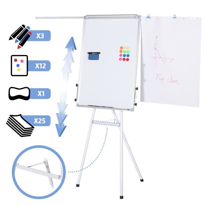 Jago® Chevalet de Conférence - Trépied Réglable en Hauteur, 60x90 cm, 2  Bras Extensibles - Paperboard, Tableau Magnétique Blanc - Cdiscount  Beaux-Arts et Loisirs créatifs