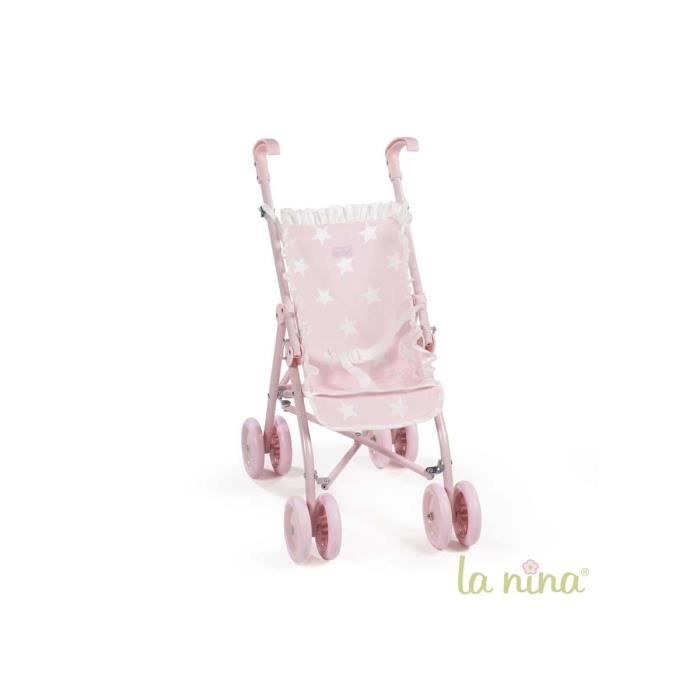 Poussette canne La Nina - Carlota - Grande taille - 8 roues - Rose