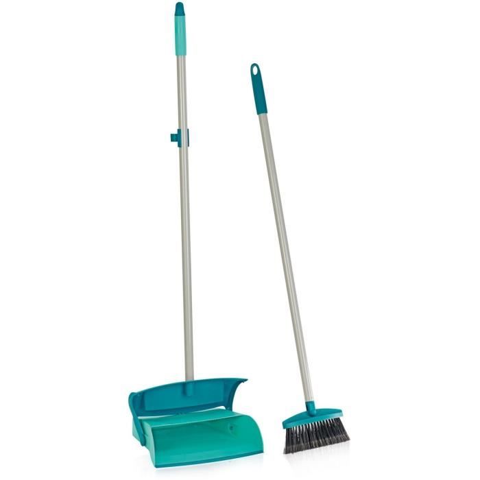 LEIFHEIT 41405 Kit de balayage avec manche et bac collecteur de poussière, balai avec articulation, 