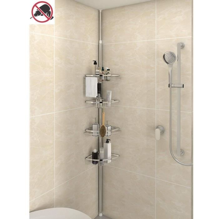 Étagère télescopique douche 249cm-280cm porte-serviette pour Ranger Shampooing  Savon Salle de Bain - Cdiscount Bricolage