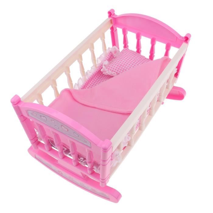 Berceau De Poupee Jouet Enfant Accessoires De Maison De Poupee Lit De Poupon 29 cm Rose Shiwaki Cdiscount Jeux Jouets