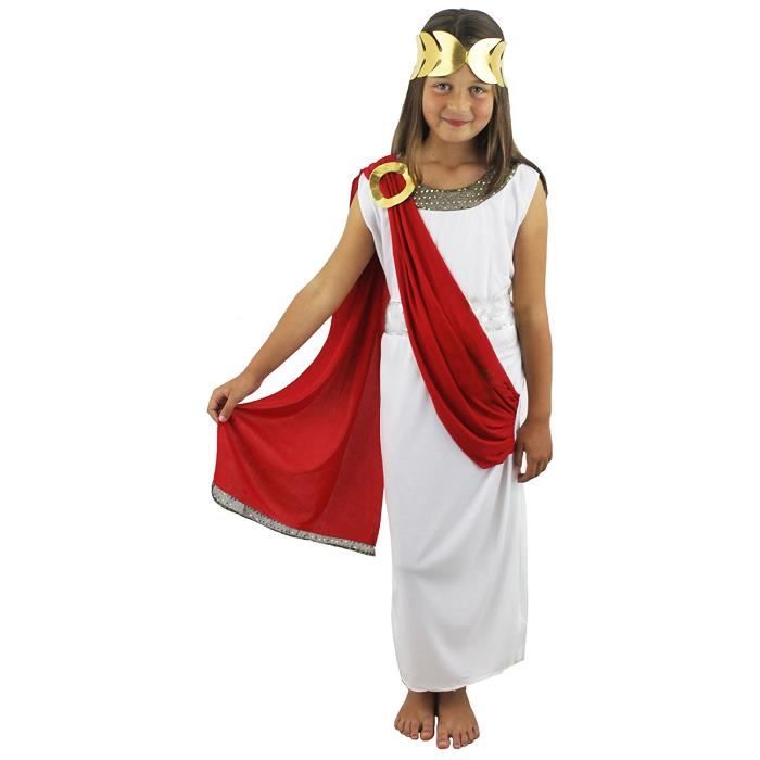 enfant fille déesse grecque Toge Romaine Déguisement égyptien avec Laurel