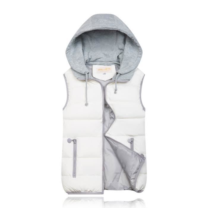 Doudoune Gilet Femme Sans Manches Capuche pais Veste Capuche