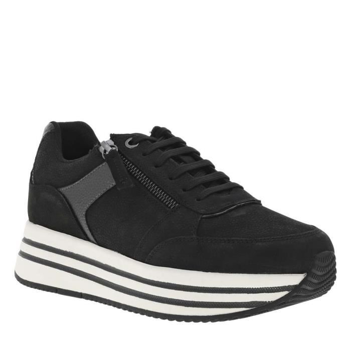 Baskets basses plateforme - GEOX - Femme - Synthétique - Zip - Noires