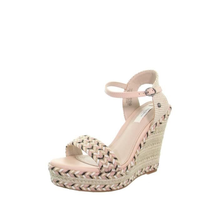 Sandales compensees Pepe Jeans Nude Femme Talon 5cm Boucle de serrage