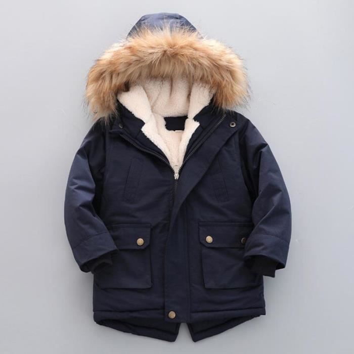 Manteau Enfant Fausse Fourrure à Capuche - Parka Épais Hiver Garçon Fille - Style Cartoon Mignon