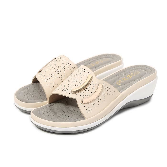 JOMIX Claquettes Femme Tongs Compensées Sandales Été Confortables Maison Plage Piscine