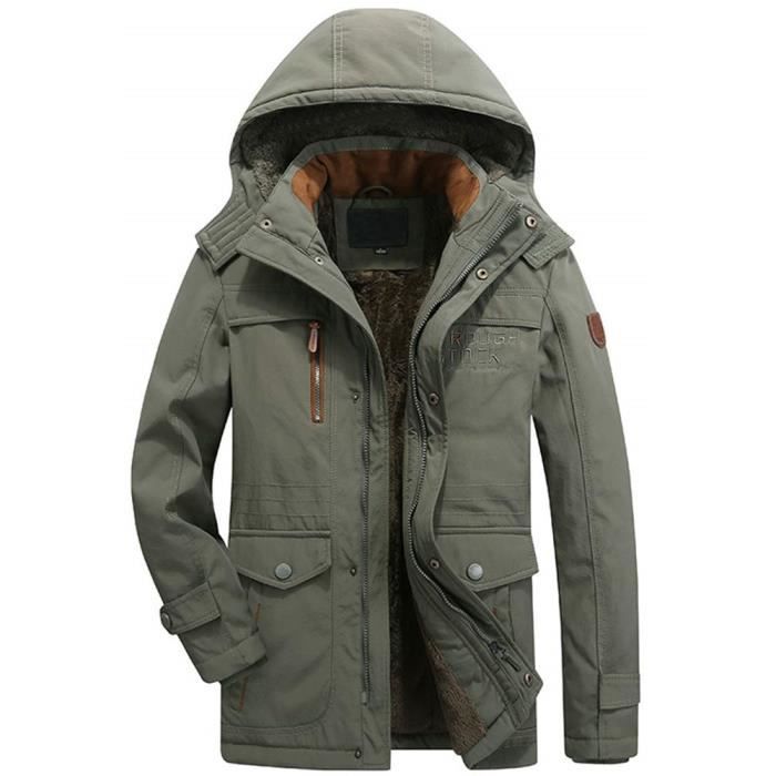 Parka Homme Hiver Chaud en Coton avec Capuche