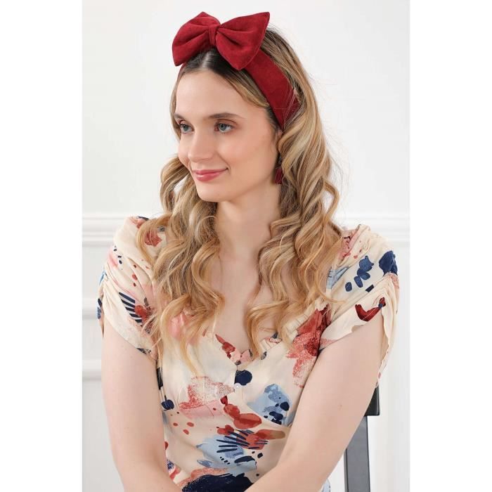 4 Pièces Bandeaux à Pois Rouges Noirs, Rétro Pois Bandeau Cheveux Coton