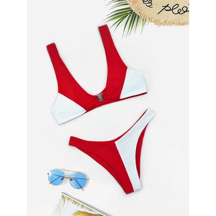 Bikini 2 Pièces Femme Paillettes - Soutien-gorge Triangle Et String Sexy