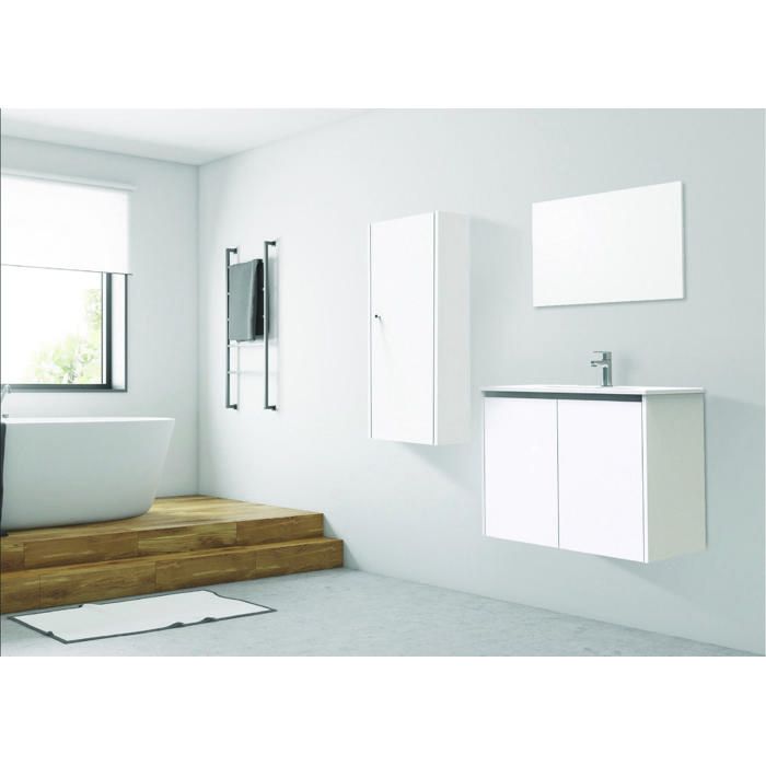 ONDEE ZEN Colonne de salle de bain à suspendre IVAN S+ - L35cm - BLANC - Mélaminé - Livré en kit