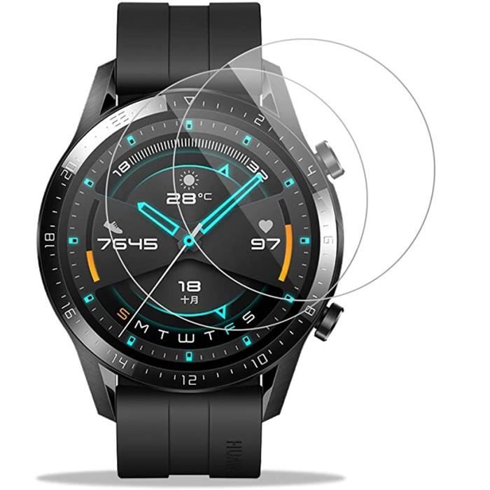 Verre Trempé pour Huawei Watch GT2 46mm - PHONILLICO - Film Vitre Protection Ecran - Pack 2 - Transparent
