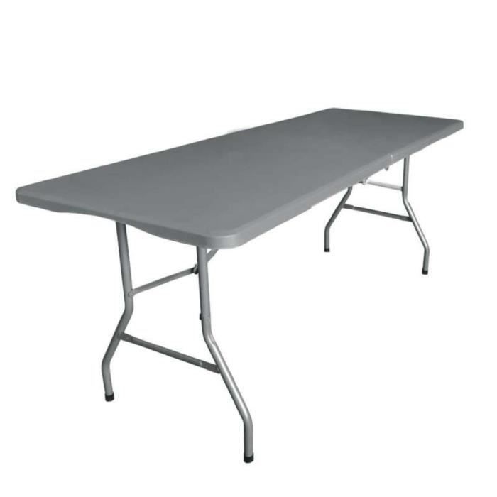 Table pliante rectangulaire grise 180 x 74 x 74 cm