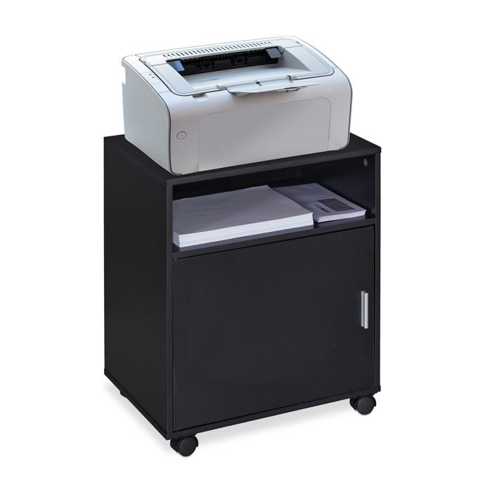 Relaxdays Caisson de bureau 3 compartiments & porte salle de travail aggloméré rangement HLP 57x48x34 cm noir