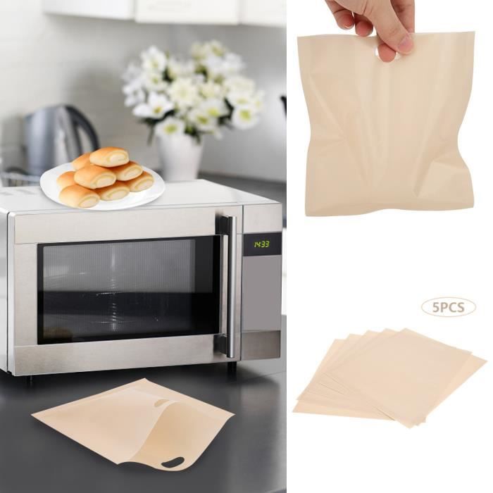 5-Pcs Sacs de Grille-pain Anti-adhésif Réutilisable