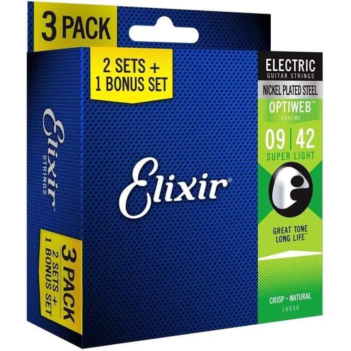 Cordes Guitare Électrique Elixir 8 Cordes OPTIWEB - .010-.074 - Revêtement Longue Durée
