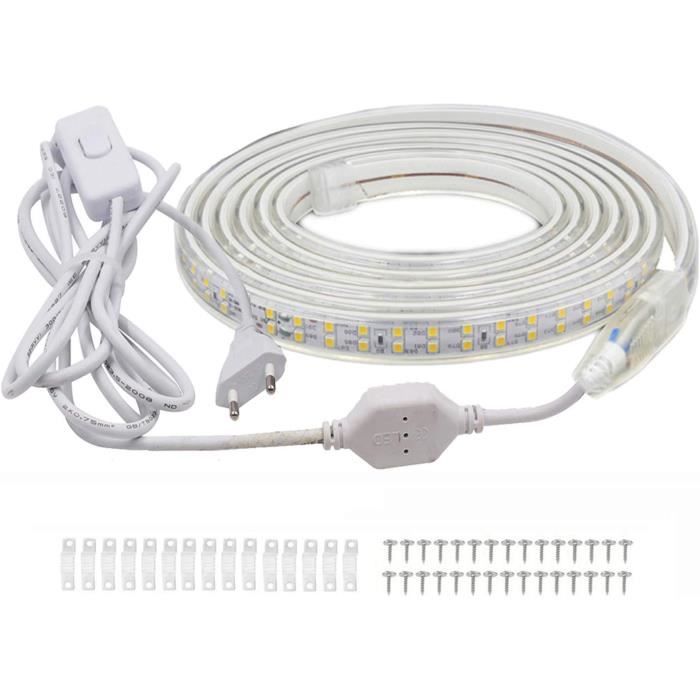 Tira LED 8m Blanco Frío 6000K | 2835 SMD 180 LEDs/m, 220V-240V, IP65 Impermeable | Para Jardín, Fiesta, Boda