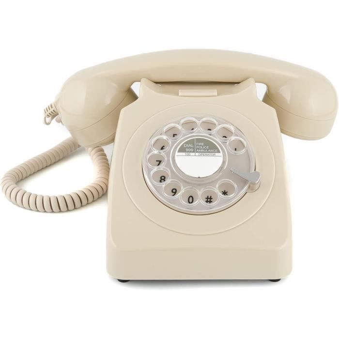 Téléphone fixe rétro années 1970 - Cadran rotatif, sonnerie authentique