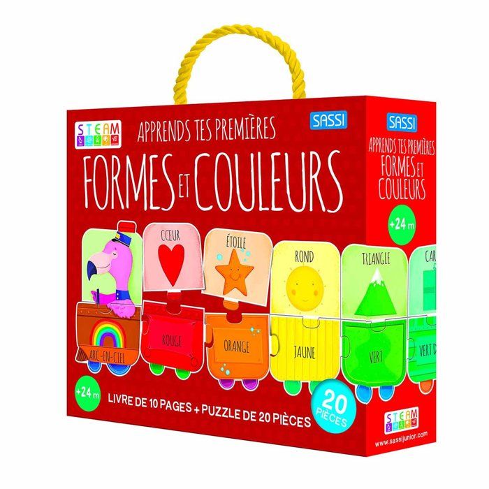 Puzzle & Livre Apprends tes premières formes et couleurs - Sassi Junior - Multicolore