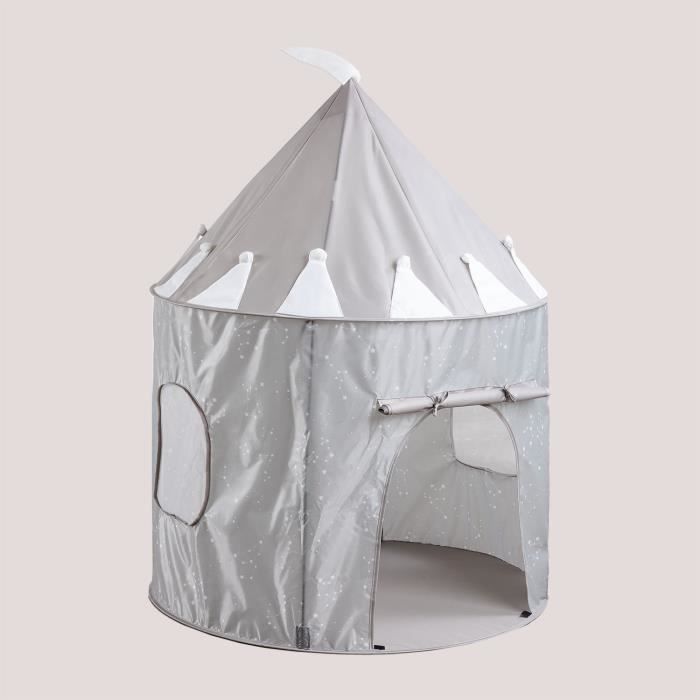 COSTWAY Tente de Lit Enfant avec 2 Fenêtres et Drapeaux, Tente de Jeux Enfant en Tissu Brossé Lavable en Machine, Cabane Intérieure pour Garçons et Filles de 3 Ans+, 201x100x122cm (Gris