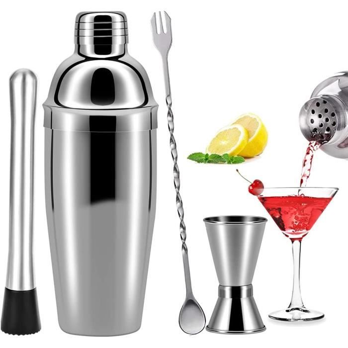 Ensemble de shaker à cocktail, shaker à cocktail en acier inoxydable,  shaker à