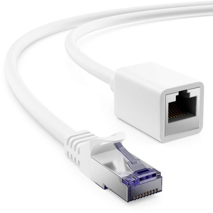 Câble Réseau CAT7 DeleyCON 0,25m - Blindé S/FTP, 10 Gbit/s, 600 MHz, Gaine Nylon - Pour Connexion Ultra-rapide Routeur, PC, TV, Console - 5