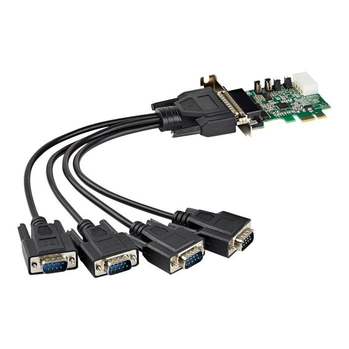 StarTech Carte série PCI Express RS232 à 4 ports – Adaptateur – 16950 UART – Cache FIFO de 256 octets – ASIX AX99100 –