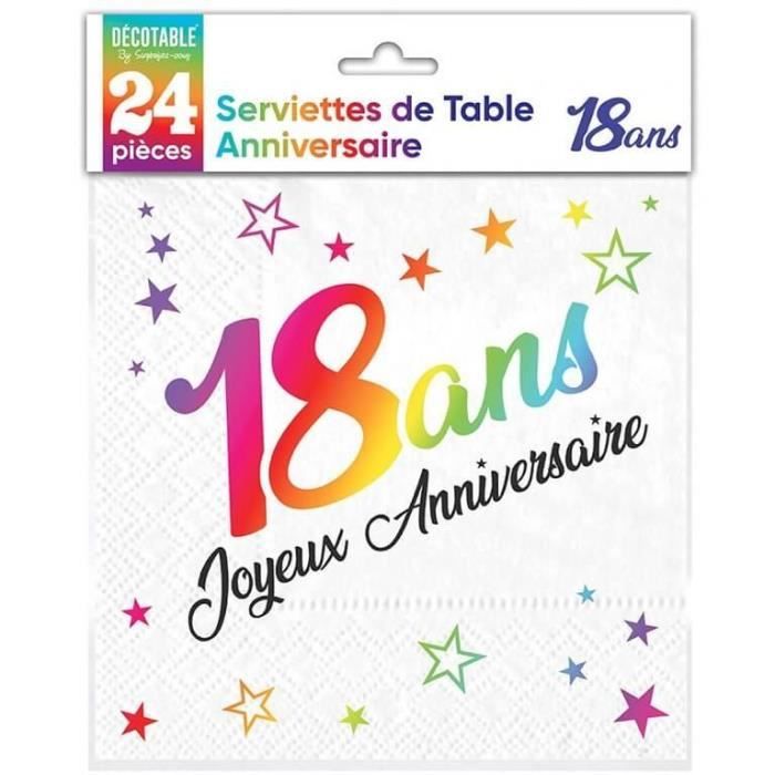 Serviette de table pour anniversaire 18 ans REF/STAM00OR01